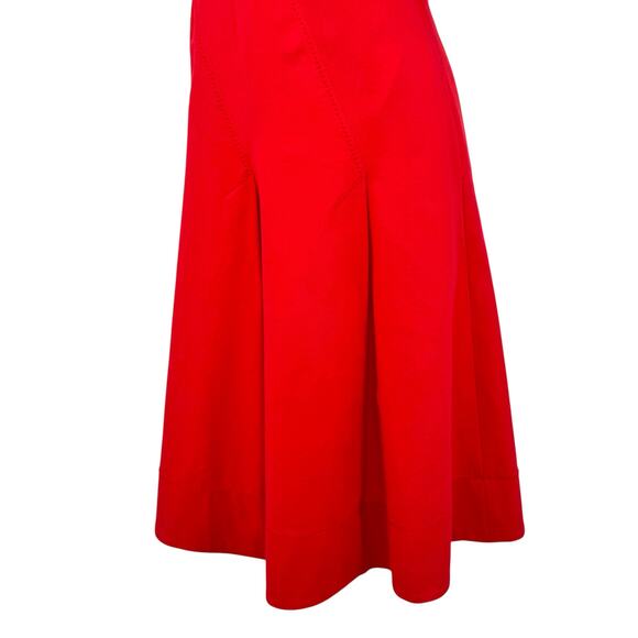 Piazza Sempione Red Italian Gabardine A-Line Pocket Dress 8 Asymmetrical Pleats - Picture 8 of 16